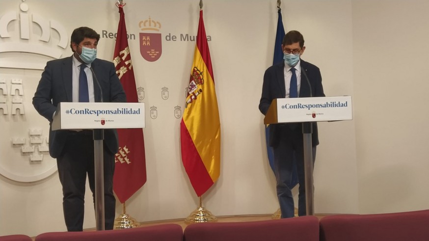 Rueda de prensa ofrecida por López Miras y Manuel Villegas.