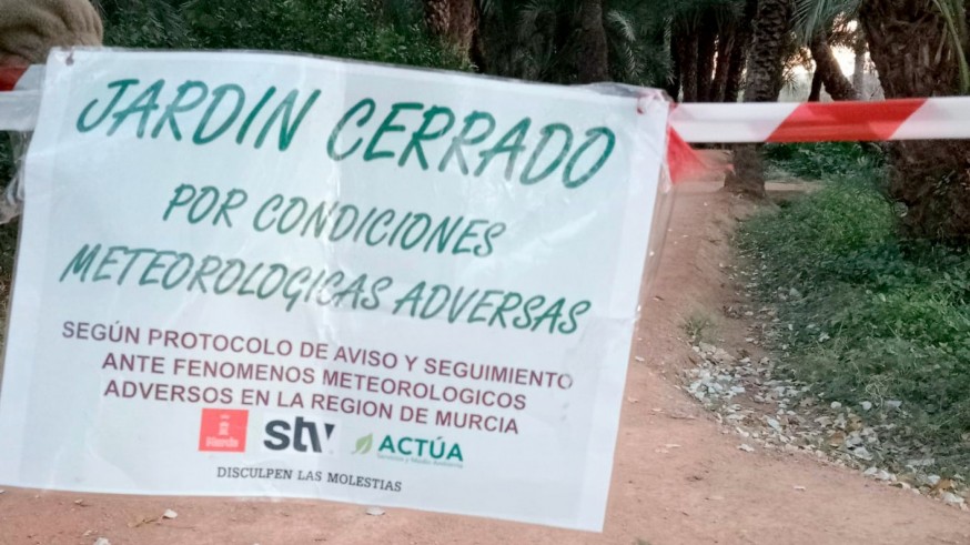 Cierran varios jardines de Murcia por el fuerte viento