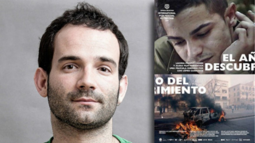 Luis López Carrasco (Fuente: Begin Again Films) y cartel de 'El año del descubrimiento