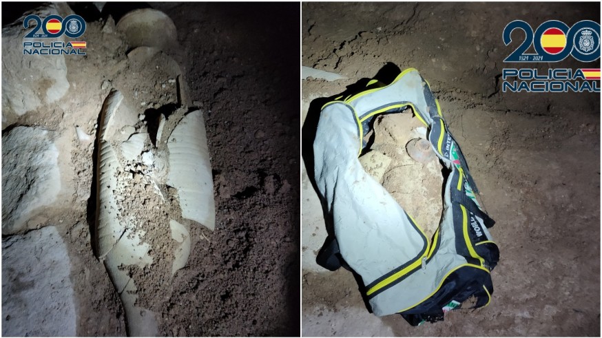 Detenidos dos hombres por expoliar un yacimiento arqueológico en Cartagena y tratar de robar un ánfora del siglo III a.C.