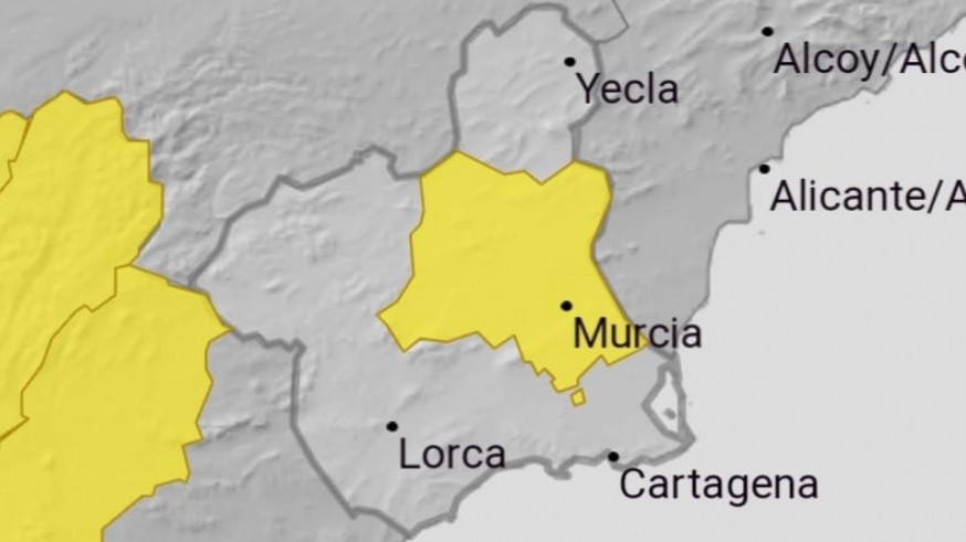 Nivel amarillo en la Vega del Segura. AEMET