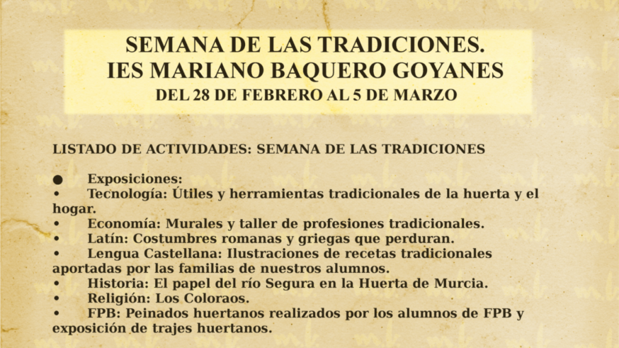 El IES Mariano Baquero pone en valor las tradiciones regionales con una semana temática