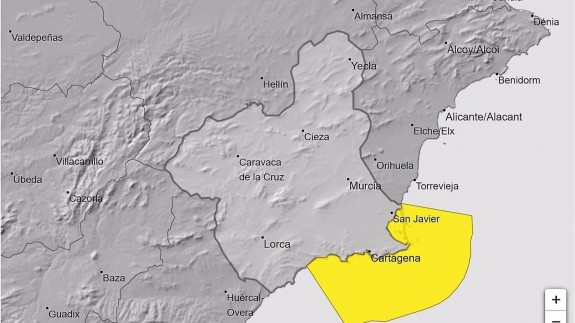 Meteorología activa el aviso amarillo por fenómenos costeros en la Región de Murcia este sábado