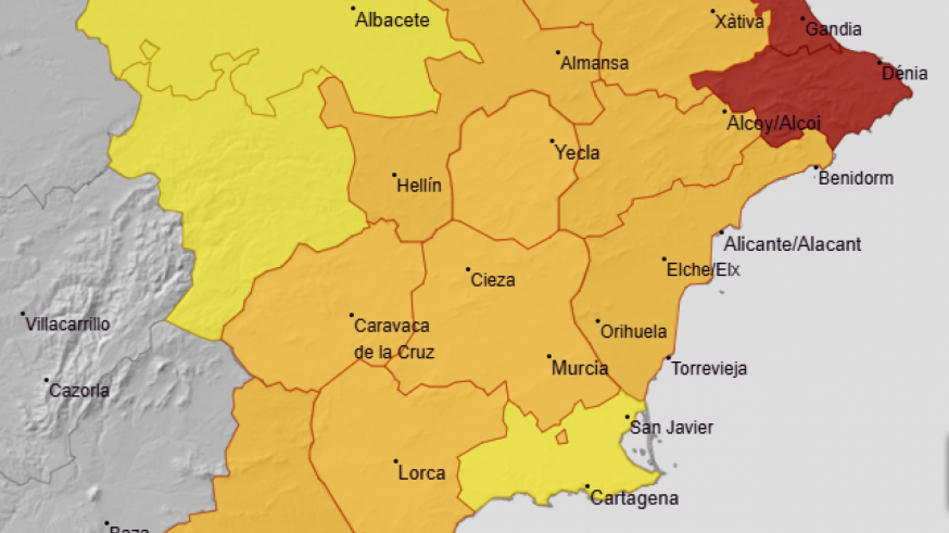 Aviso naranja por calor en casi toda la Región de Murcia