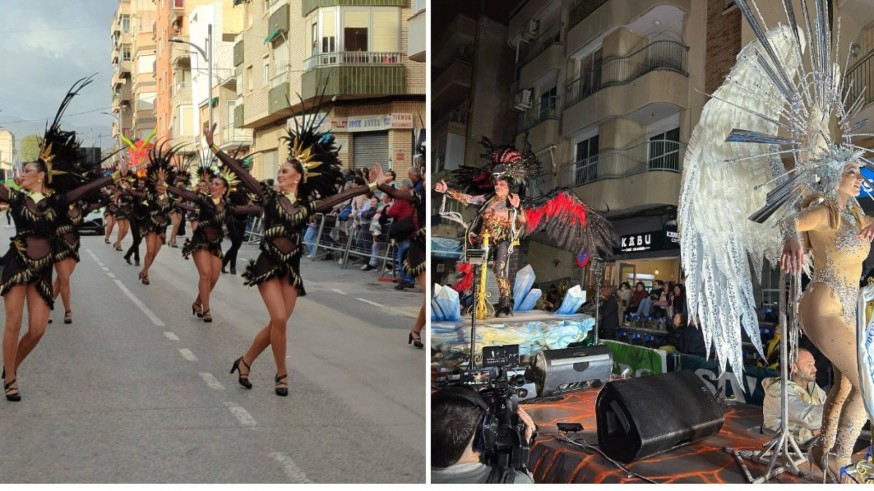 Los desfiles de carnaval de Águilas y Cabezo de Torres se llenan de colorido