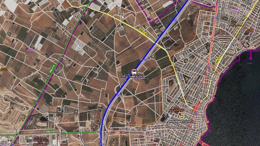 Mapa de la zona del accidente en Los Alcázares. 112