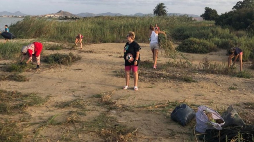 Vecinos realizando tareas de limpieza en la playa. Asociación de Vecinos de Bahía Bella.