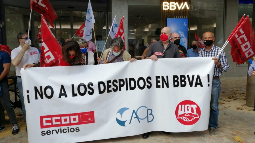 Protesta de los trabajadores esta tarde en Murcia