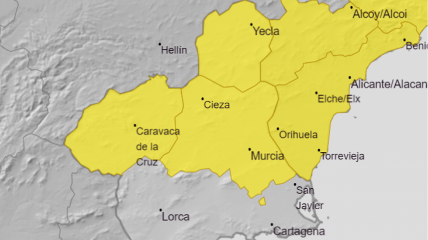 Mapa de avisos de la Aemet