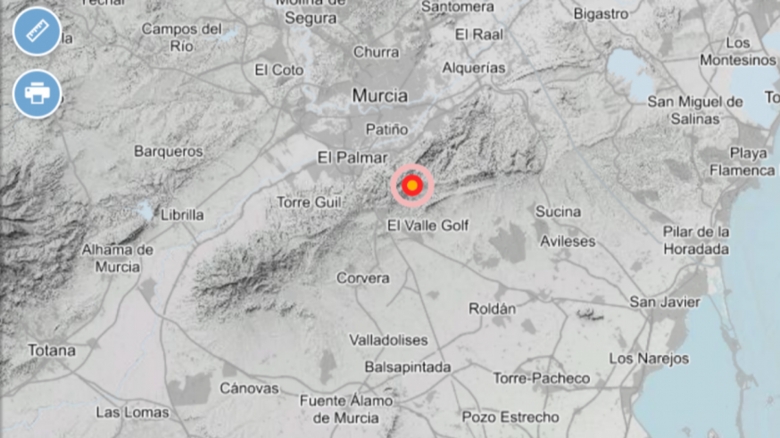 Un terremoto de 2,6 se registra en Murcia capital y pedanías