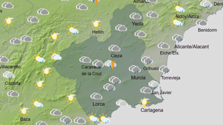 Aviso amarillo por lluvias y tormentas en Noroeste y Valle del Guadalentín