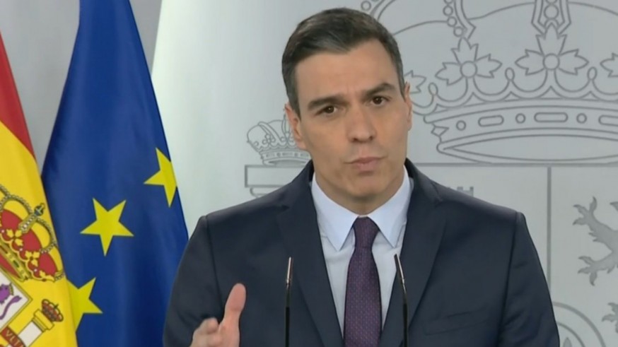 Pedro Sánchez durante su comparecencia. 