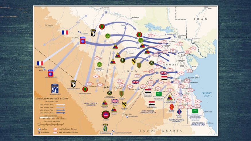 Mapa explicativo de la Operación Tormenta del Desierto