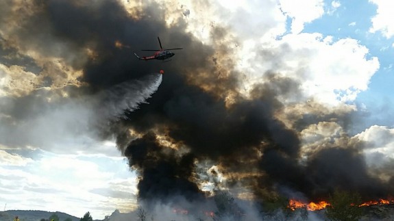 Imagen del incendio declarado en Cehegín. Foto: 112 