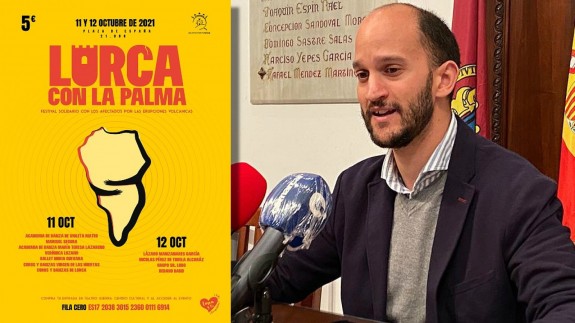 José Ángel Ponce y cartel de los conciertos 'Lorca con La Palma'