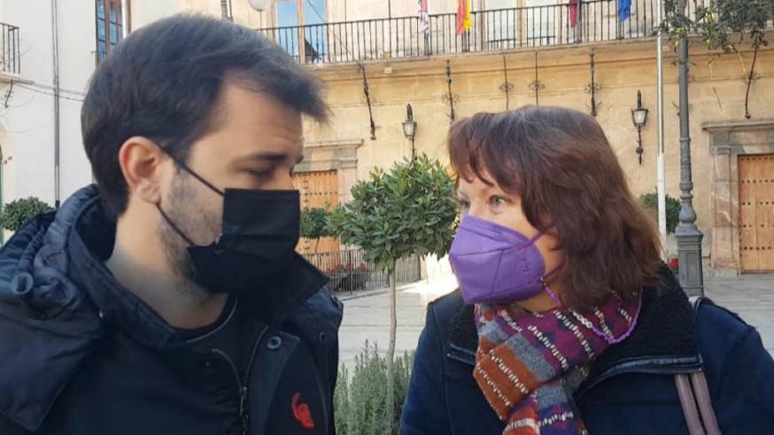 Sánchez Serna y María Marín esta mañana en Caravaca. Imagen: Unidas Podemos