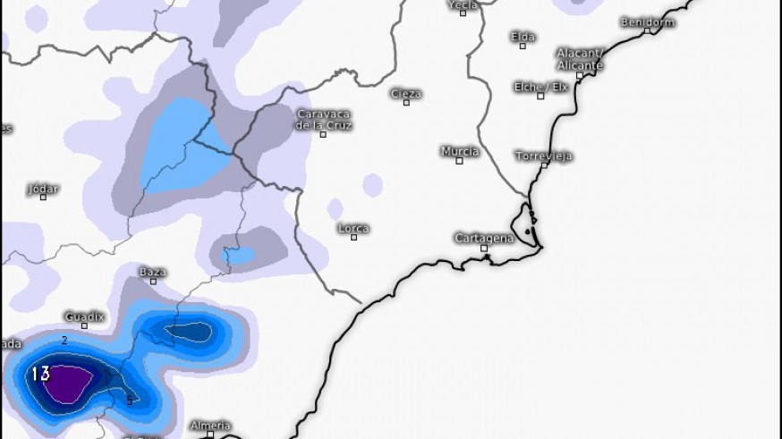 Mapa de predicción de nevadas