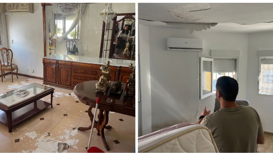 El granizo obliga a desalojar de sus casas a una treintena de familias de Campos del Río 