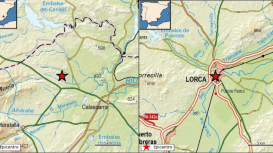 Se registran dos terremotos en un cuarto de hora de diferencia en Lorca y Calasparra
