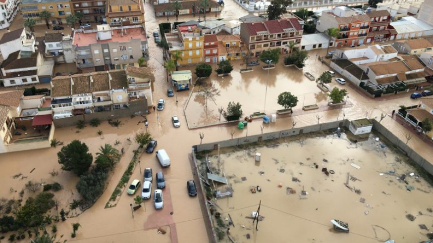 Imagen aérea durante las inundaciones en Los Alcázares. ORM.