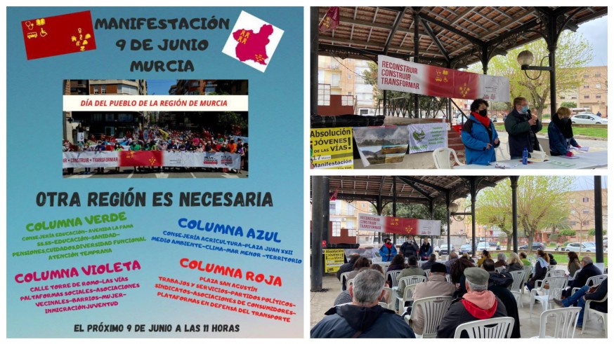 "Otra Región es necesaria", lema de la manifestación para el 9 de junio en Murcia