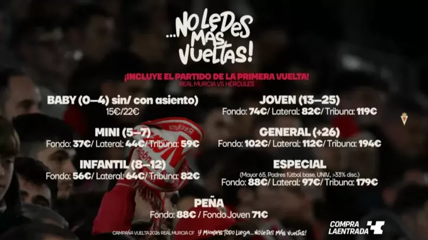 El Real Murcia lanza la campaña de abonos para la segunda vuelta
