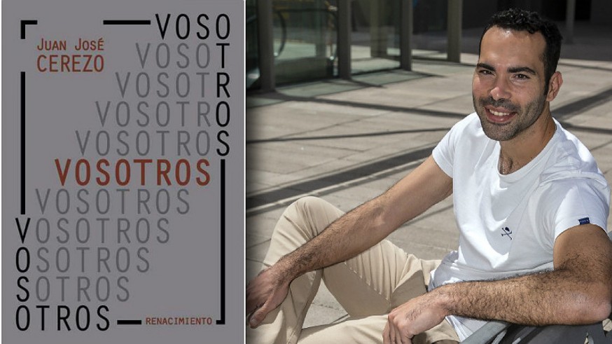 Juan José Cerezo y portada de su poemario 'Vosotros'