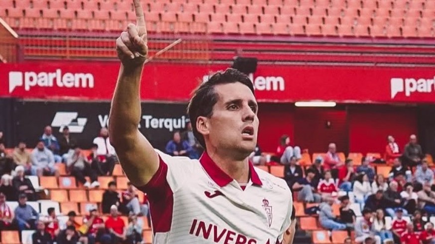 Juanto, celebrando un gol ante el Nàstic.