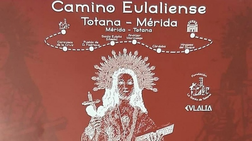 Detalle del cartel del Camino Eulaliense, que une Totana y Mérida