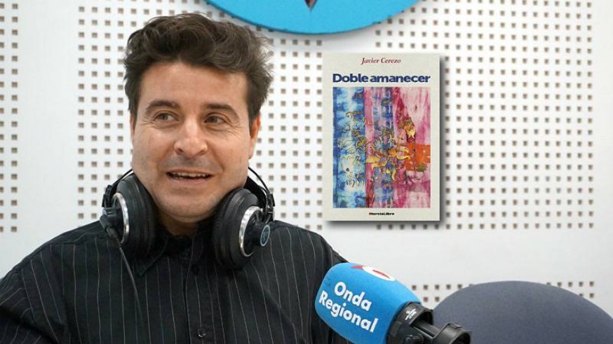 Javier Cerezo y portada de 'Doble amanecer'