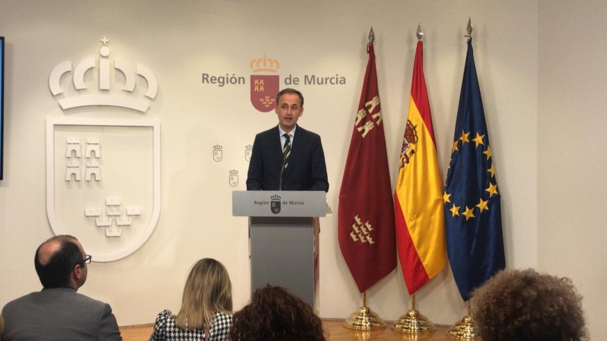 Javier Celdrán en la rueda de prensa del Consejo de Gobierno
