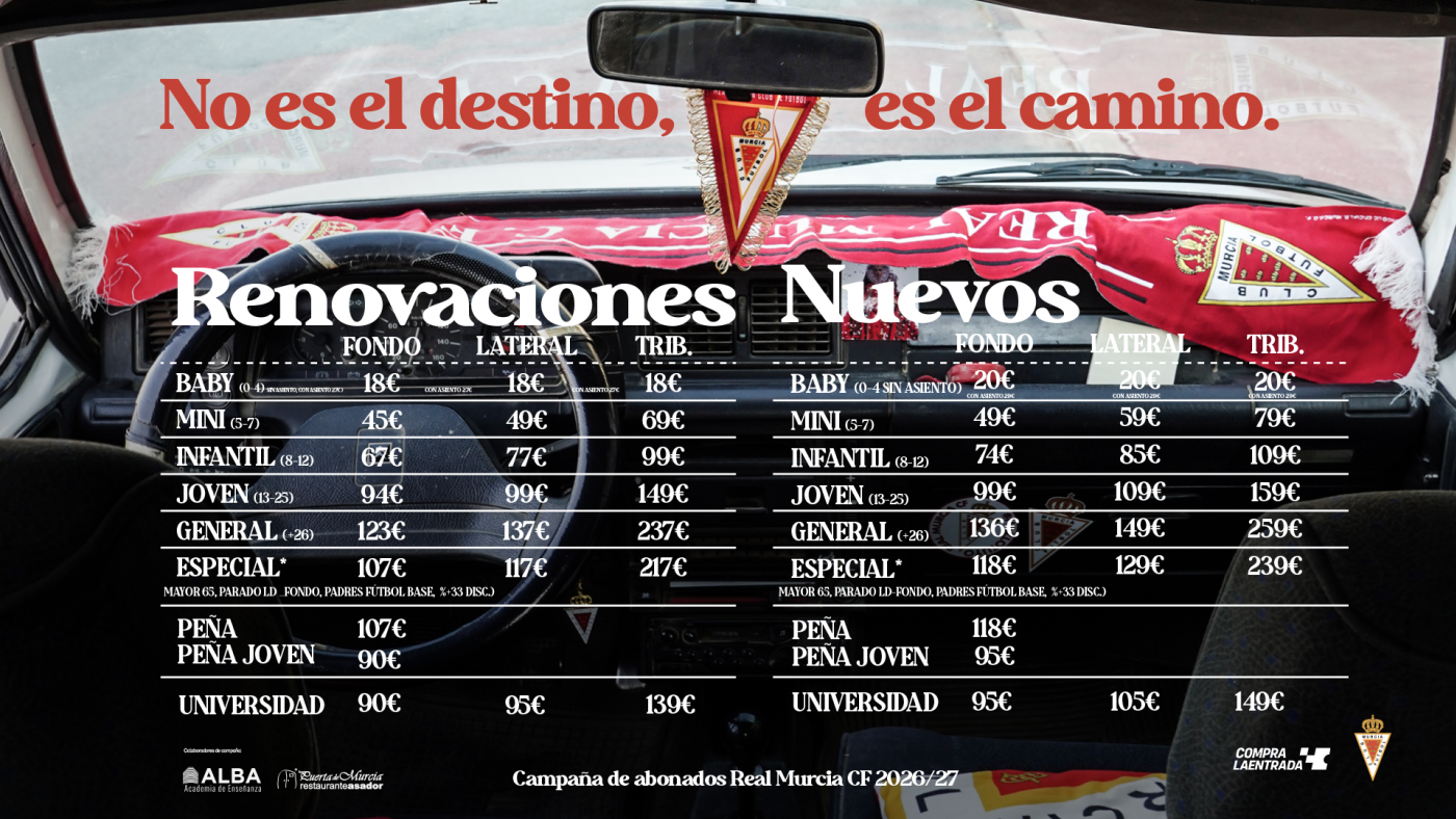 El Real Murcia congela sus abonos para la 2026-27