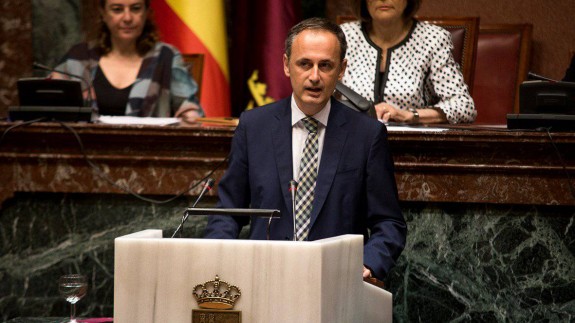 Javier Celdrán durante su comparecencia en la Asamblea