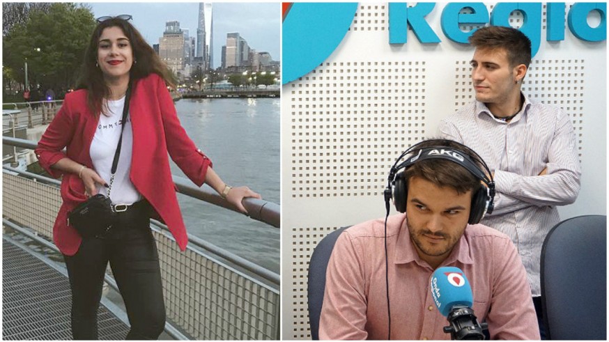 Sofía Olmos, Rafa Fernández y Samuel Pérez, del Club de Debate UM