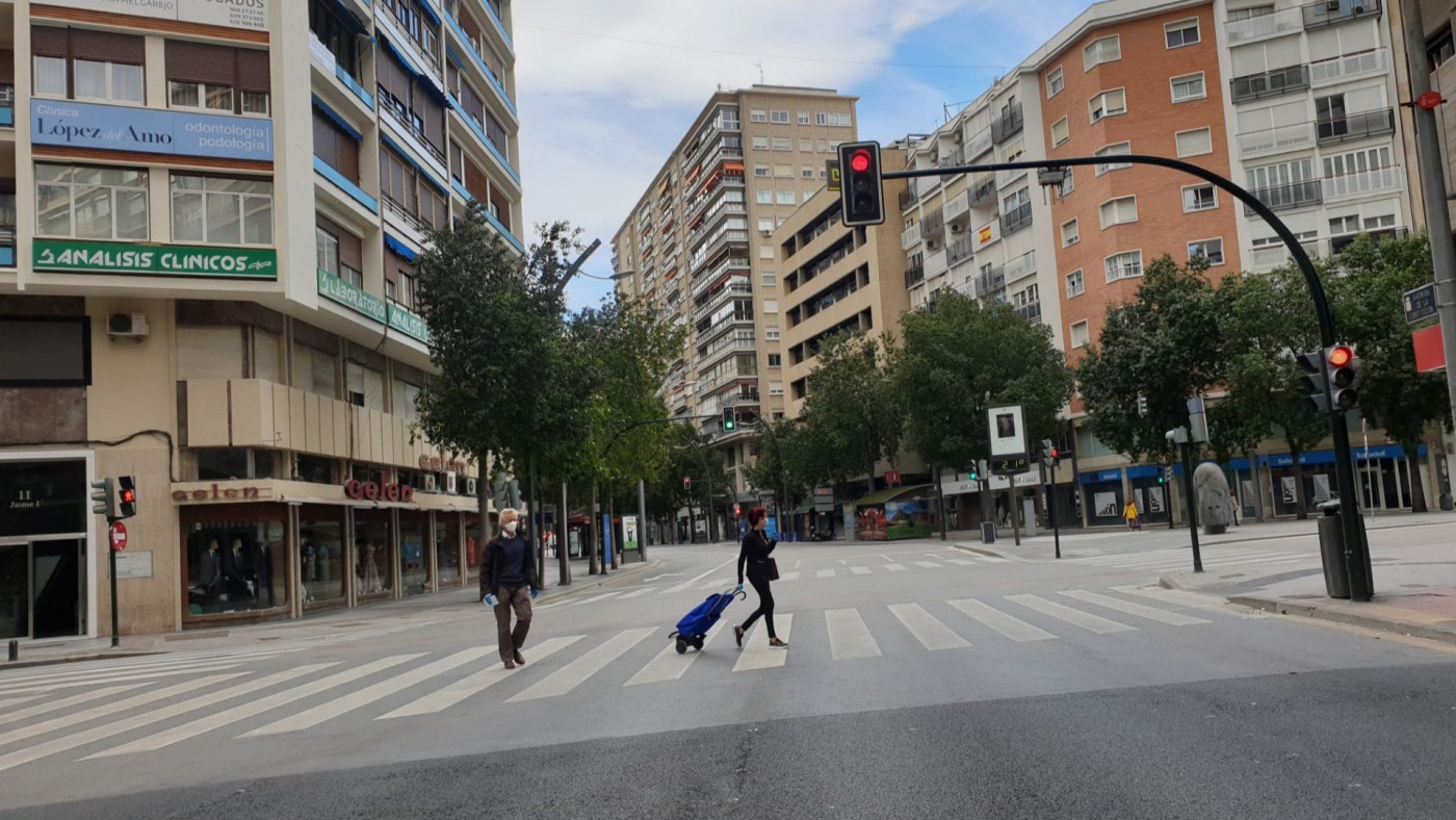 Calles casi vacías en Murcia durante el estado de alarma