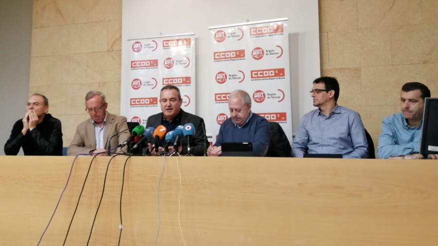 Rueda de prensa ofrecida por los sindicatos este viernes