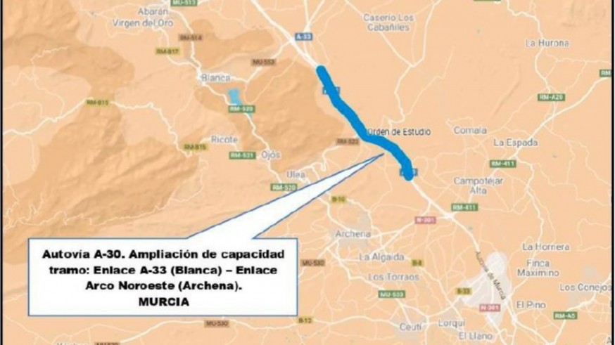 El ministerio licita la ampliación de la A-30 entre Blanca y Archena