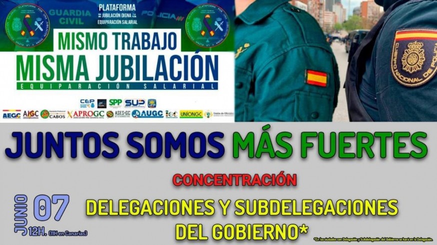 Policía Nacional y la Guardia Civil de toda España se manifestarán este miércoles por la equiparación salarial 
