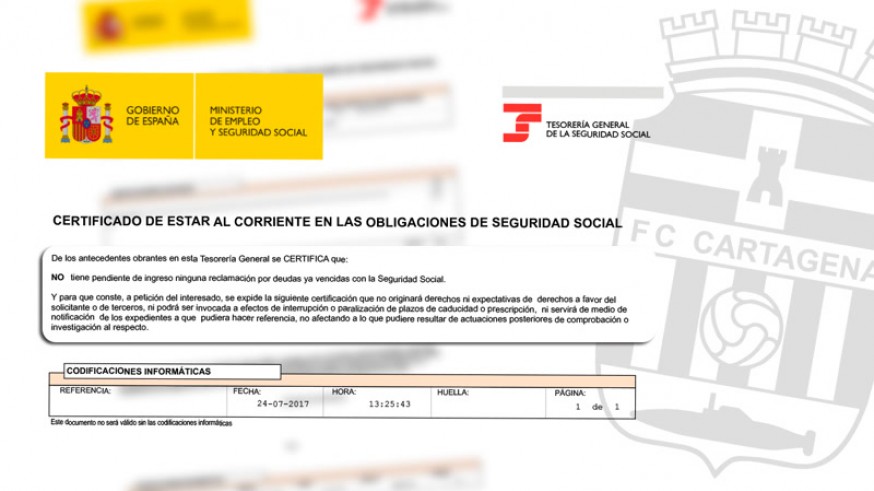 El FC Cartagena liquida su deuda con la Seguridad Social