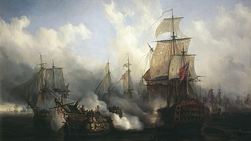 La batalla de Trafalgar de Auguste Mayer. Foto Wikipedia 