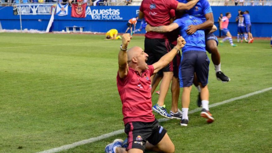 Galiana, celebrando un gol del Lorca Deportiva (foto: ORM)