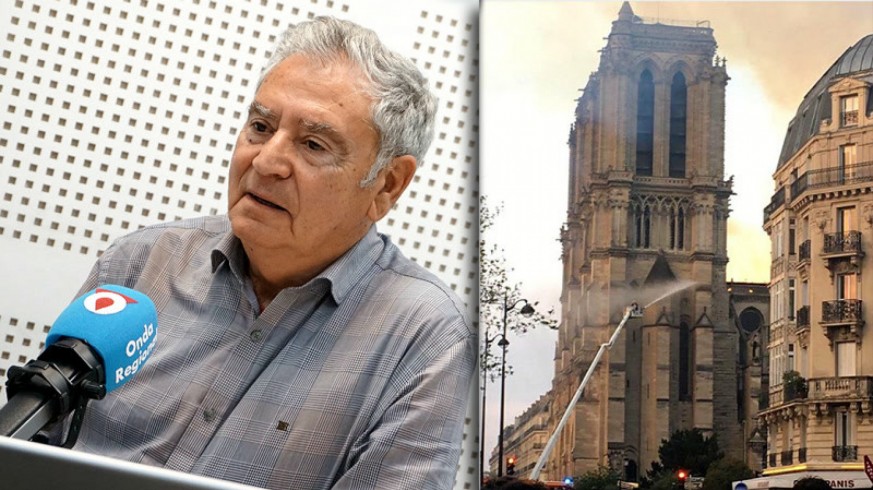 Enrique Nieto y fotografía de las tareas de extinción del incendio de Notre Dame