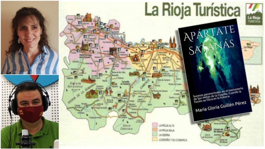 María Gloria Guillén Pérez, José Antonio García Ayala, mapa de La Rioja y portada de 'Apártate Satanás'