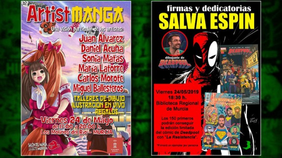 Carteles de Artist Manga y de firma de cómics de Salva Espín