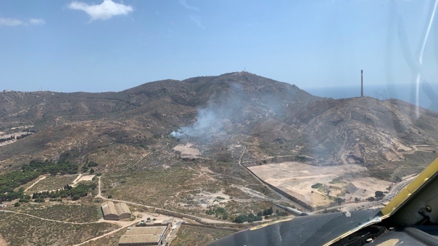 Efectivos del Plan Infomur dan por controlado un incendio forestal en el monte San Julián de Cartagena