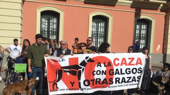 Manifestantes en la Plaza de la Glorieta de España en Murcia