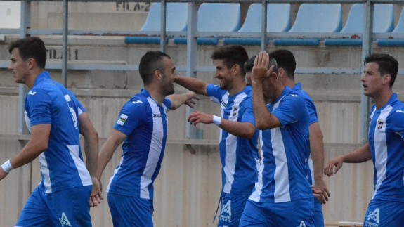 Celebración del gol de Ojeda (foto: Lorca FC)