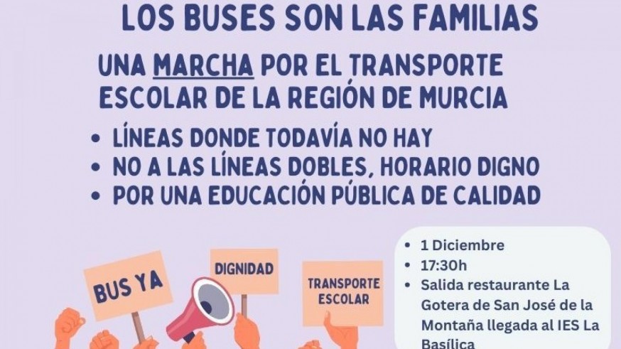 Protestas por la falta de autobuses escolares en dos centros educativos de Los Garres 