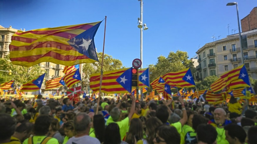 Banderas esteladas catalanas en manifestación