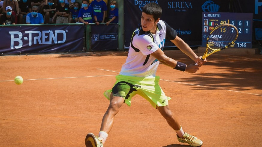 Carlos Alcaraz, en el torneo de Cordenons, del que fue finalista